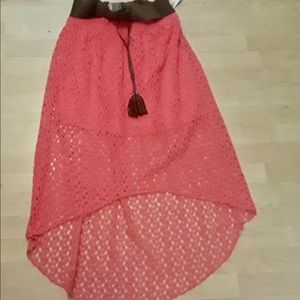 Pink low high skirt